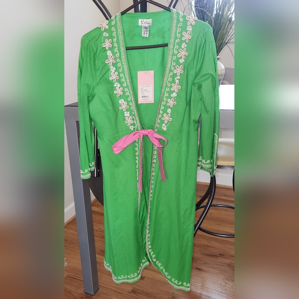 NWT Vintage Lilly Pulitzer Cabana Tunic Embellished & Seashells Size LG